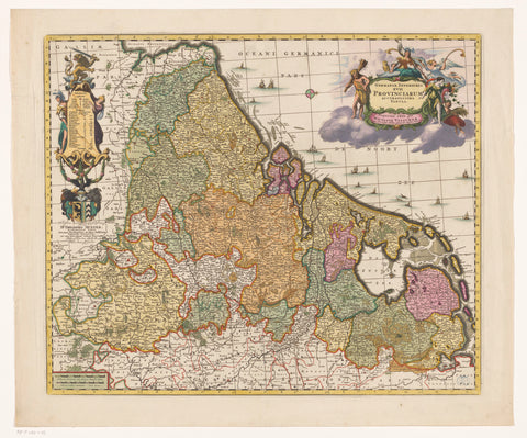 Map of the Seventeen Provinces, Abraham Jansz. Door, 1725 - 1750 Canvas Print