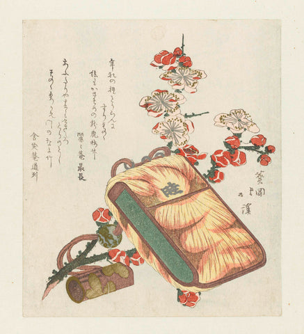 Tobacco bag with belt knot and plum blossom, Totoya Hokkei, 1818 Canvas Print