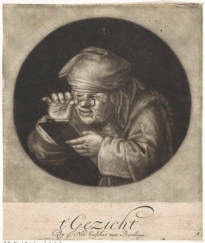 The Face: reading old woman, Jacob Gole, 1670 - 1709 Canvas Print