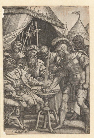 Mucius Scaevola steekt rechterhand in het vuur, Georg Pencz, 1535 Canvas Print