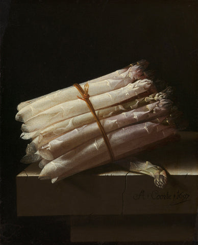 Still Life with Asparagus, Adriaen Coorte, 1697 Canvas Print