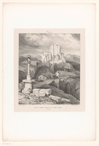 View of the ruins of bouzols castle near Le Puy-en-Velay, Eugène Isabey, 1831 Canvas Print