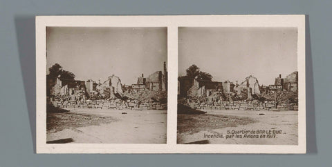 Destroyed buildings at Bar-le-Duc due to aircraft bombs, anonymous, 1917 Canvas Print