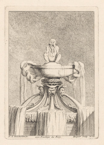 Vase-shaped fountain, Gabriel Huquier, 1729 - 1737 Canvas Print