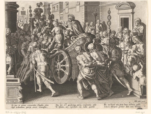 Triumph of Claudia and her father, Theodoor Galle, 1593 - 1597 Canvas Print