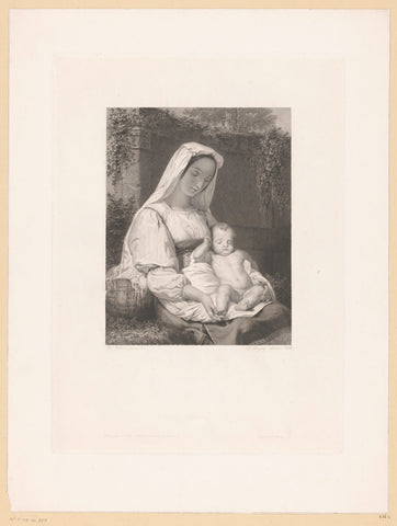 Woman with sleeping child, Ephraïm Conquy, 1838 Canvas Print