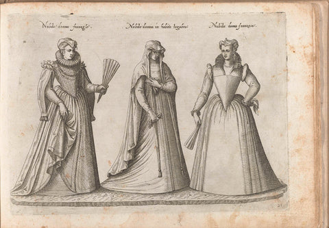 Three women, dressed according to Italian fashion of ca. 1580, Bartolomeo Grassi, in or before 1585 Canvas Print