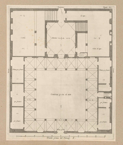 Plattegrond van de begane grond van het Palazzo Lercari-Parodi te Genua, Nicolaes Ryckmans, 1622 Canvas Print