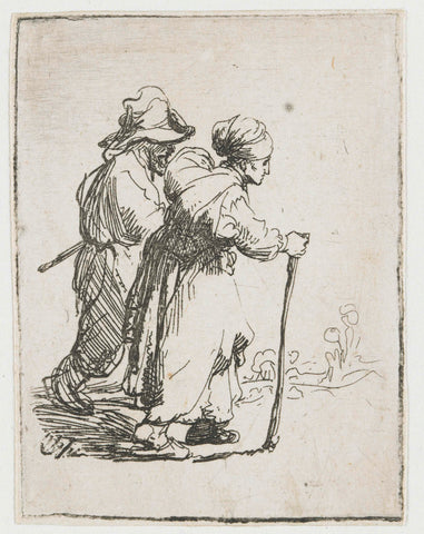 Two tramps, a man and a woman, Rembrandt van Rijn, c. 1634 Canvas Print