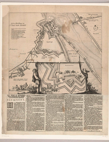 Map of the besieged Sas van Gent, 1644, Claes Jansz. Visscher (II), 1644 Canvas Print