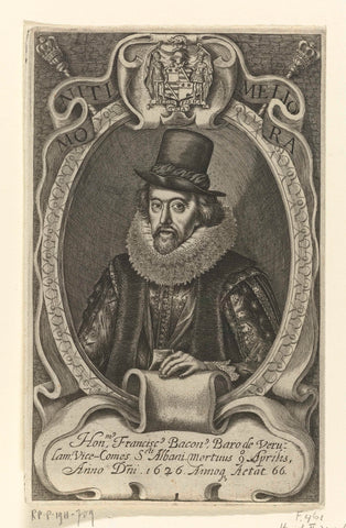 Portrait of scientist Francis Bacon, Simon van de Passe, in or after 1626 - 1647 Canvas Print