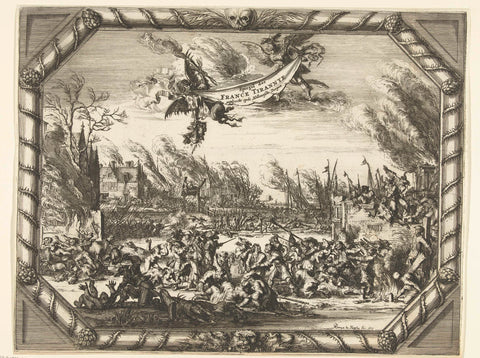 French atrocities in Bodegraven and Zwammerdam, 1672, Romeyn de Hooghe, 1673 Canvas Print