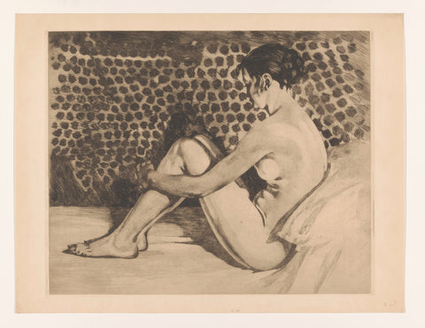 Naked young woman with her arms around her knees, Willem Witsen, c. 1922 Canvas Print