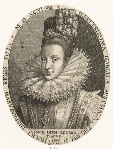 Bust portrait of Isabella Clara Eugenia, Crispijn van de Passe (I), 1596 Canvas Print