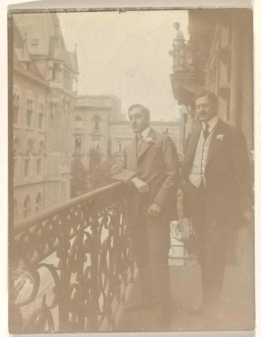 Eugen Wachenheimer as a young man with an unknown man on a balcony, 1906-1926, anonymous, 1906 - 1926 Canvas Print