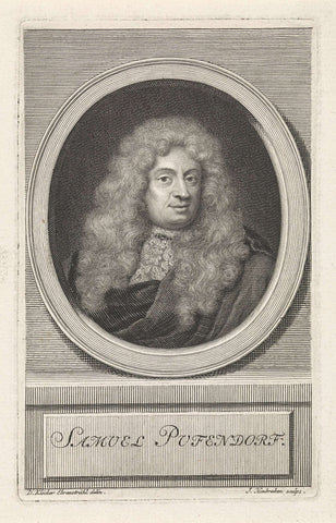 Portrait of Samuel Pufendorf, Jacob Houbraken, 1708 - 1780 Canvas Print