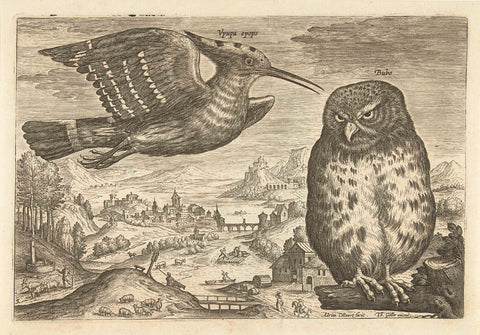 Some birds in a landscape, Adriaen Collaert, 1598 - 1600 Canvas Print