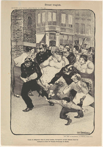 Cartoon on public drunkenness, 1903, Karel Verbruggen, 1903 Canvas Print