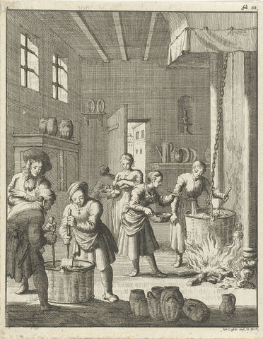 Manufacture of sorbet in a kitchen in Rosette, Jan Luyken, 1682 Canvas Print