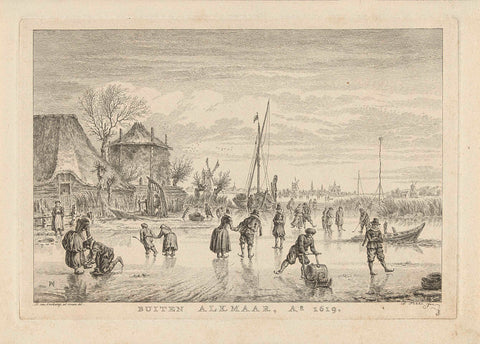 Ice entertainment near Alkmaar, 1619, Simon Fokke, 1722 - 1784 Canvas Print