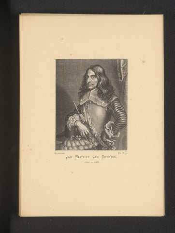 Reproduction of an engraving of a portrait of Jan Baptist van Deynum by Wenceslaus Hollar, Joseph Maes, c. 1872 - in or before 1877 Canvas Print
