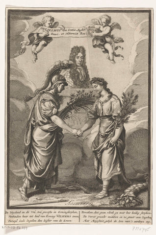 William III with the Covenant between Wisdom and Peace, 1689, anonymous, 1689 Canvas Print