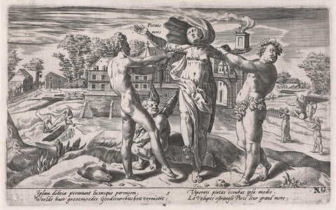 Sex and alcohol smother all piety, Dirck Volckertsz. Coornhert, 1604 Canvas Print