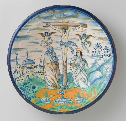 Dish with representation of Crucifixion of Christ, anonymous, 1623 Canvas Print