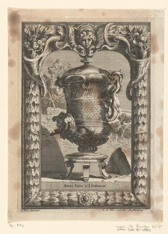 Titelblad: Various Vases à l'Italienne, Jean Lepautre, c. 1655 - c. 1678 Canvas Print