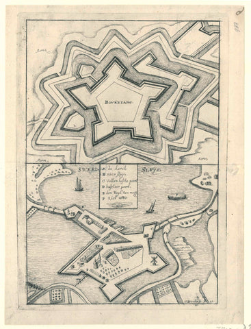 Maps of the fortresses at Boertange and Zwartsluis, conquered by the French or Munstersen, 1672, Gaspar Bouttats, 1672 Canvas Print