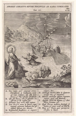 Miraculous fishing, Hieronymus Wierix, 1593 Canvas Print