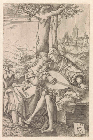 Two lovers under a tree, Monogrammist AC (16th century) (attributed to), 1540 Canvas Print