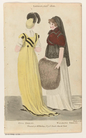 Magazine of Female Fashion of London and Paris, London jan. 1801: Full Dress. Walking Dress., Hemsley, 1801 Canvas Print