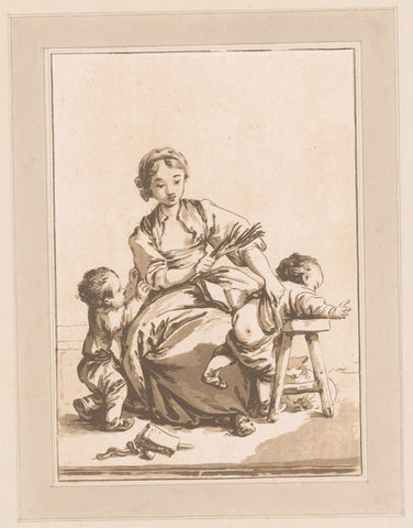 Young woman gives a child a beating with a roe, Jean Baptist Leprince, 1744 - 1781 Canvas Print