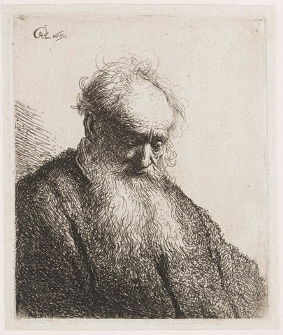 Old Man with a Flowing Beard, Rembrandt van Rijn, 1630 Canvas Print