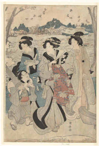 Outing along the Sumida, Utagawa Kuniyasu, 1810 - 1820 Canvas Print