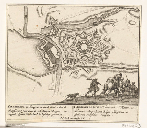 Map of Charleroi, taken by the French in 1701, anonymous, 1701 Canvas Print