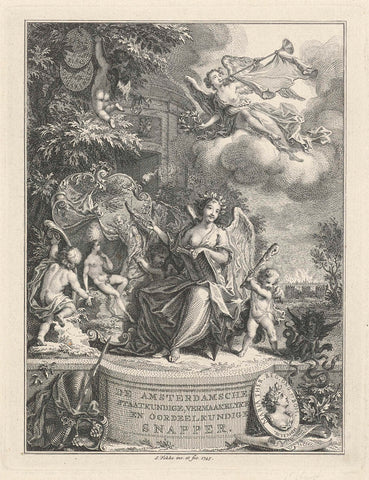 Allegory on the Art of Writing, Simon Fokke, 1745 Canvas Print