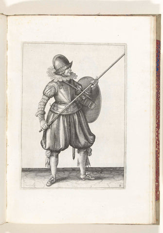 The exercise with shield and spear: the soldier moves the spear in three times, second movement (no. 8), 1618, Adam van Breen, 1616 - 1618 Canvas Print