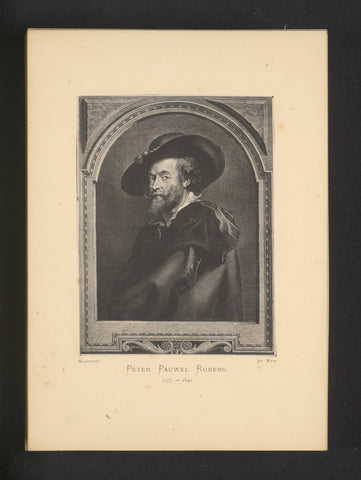 Reproductie van een gravure van een portret van Peter Paul Rubens door Paulus Pontius, Joseph Maes, c. 1872 - in or before 1877 Canvas Print