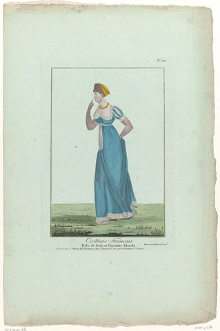 Costume Français, then Nouveau Costume Parisien 1799-1810, No. 122: Robe de Satin (...), anonymous, 1799-1810 Canvas Print