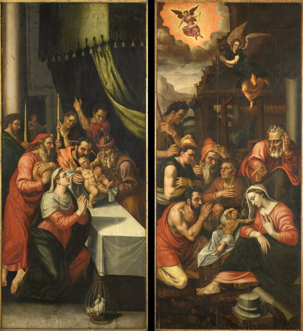 Altarpiece Wing with the Circumcision. On the outside are John the Baptist with the Lamb of God, anonymous, c. 1570 Canvas Print