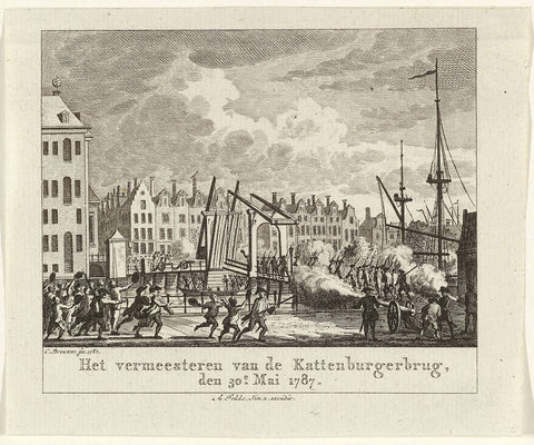 Conquest of the Kattenburgerbrug, 1787, Cornelis Brouwer, 1787 Canvas Print