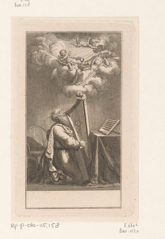 King David plays on the harp, Daniel Nikolaus Chodowiecki, 1791 Canvas Print