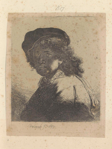 Self-portrait with beret and neckerchief, the face in the shadows, Rembrandt van Rijn, 1807 - 1808 Canvas Print