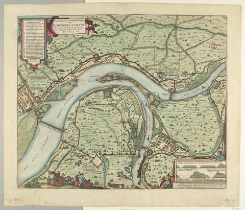 Map with siege and conquest of Schenckenschans by Frederik Hendrik, 1635-1636, Claes Jansz. Visscher (II) (workshop of), 1647 - 1649 Canvas Print