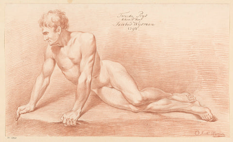 Seated male nude, seen from the front (2nd prize 1798), Jacobus Wijsman, 1798 Canvas Print