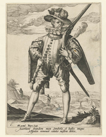 Soldier with harquebus, Jacob de Gheyn (II), 1587 Canvas Print