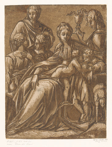 Maria with Child and saints, Monogrammist NDB, 1500 - 1549 Canvas Print