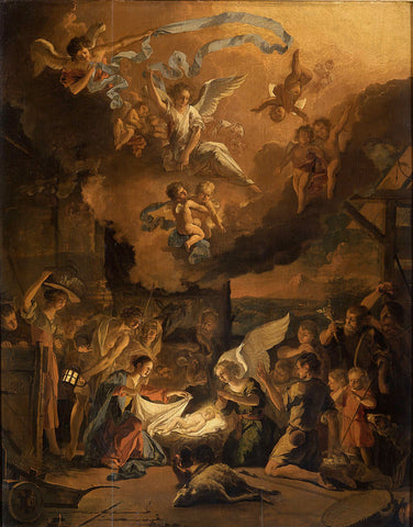 The Adoration of the Shepherds, Abraham Daniëlsz. Hondius, 1663 Canvas Print